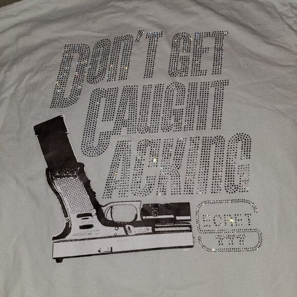 Graphic Tee Los Angeles Apparel L Gun Print "Dont Get Caught Lacking" - Picture 3 of 6